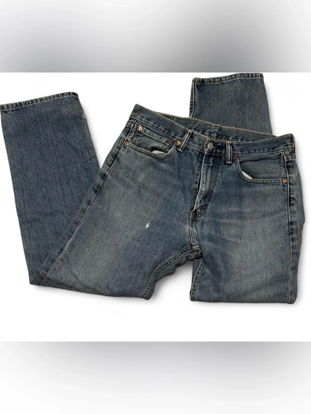 Levis 505 Jeans Mens 32x30 Tag Distressed Fade Blue Actual 34x28 Denim Straight